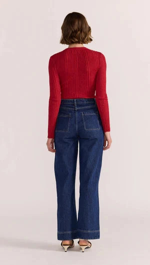 STAPLE THE LABEL - LUNA RIBBED KNIT TOP- RED Womens STAPLE THE LABEL