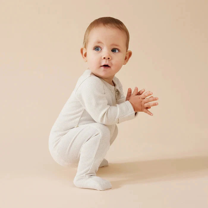 Wilson & Frenchy - Organic Stripe Zipsuit with Feet - Clay Baby Wilson & Frenchy