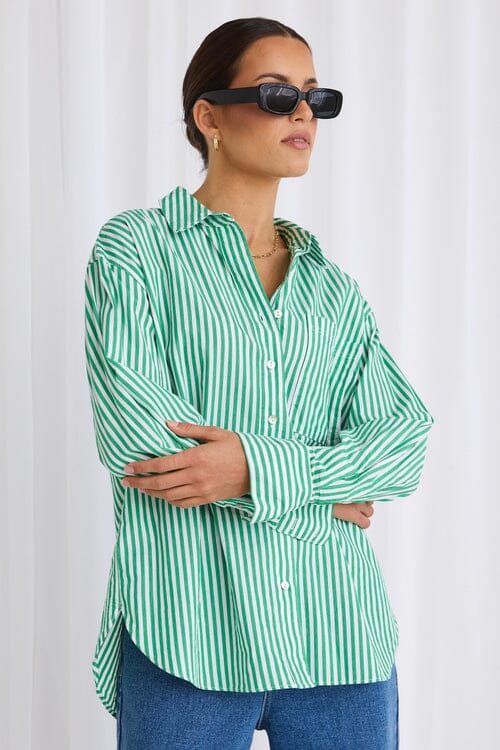 Stories Be Told - You Got This Shirt - Green Stripe Womens Stories Be Told
