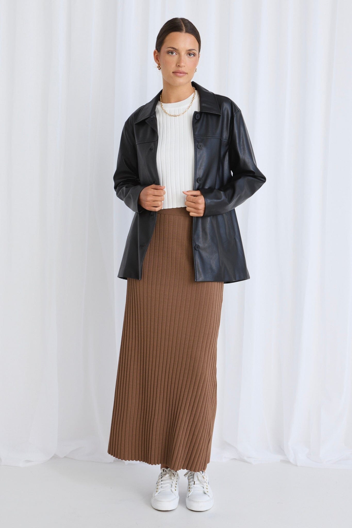 Stories Be Told - Luck Rib Knit Skirt - Coffee Brown Womens Stories Be Told