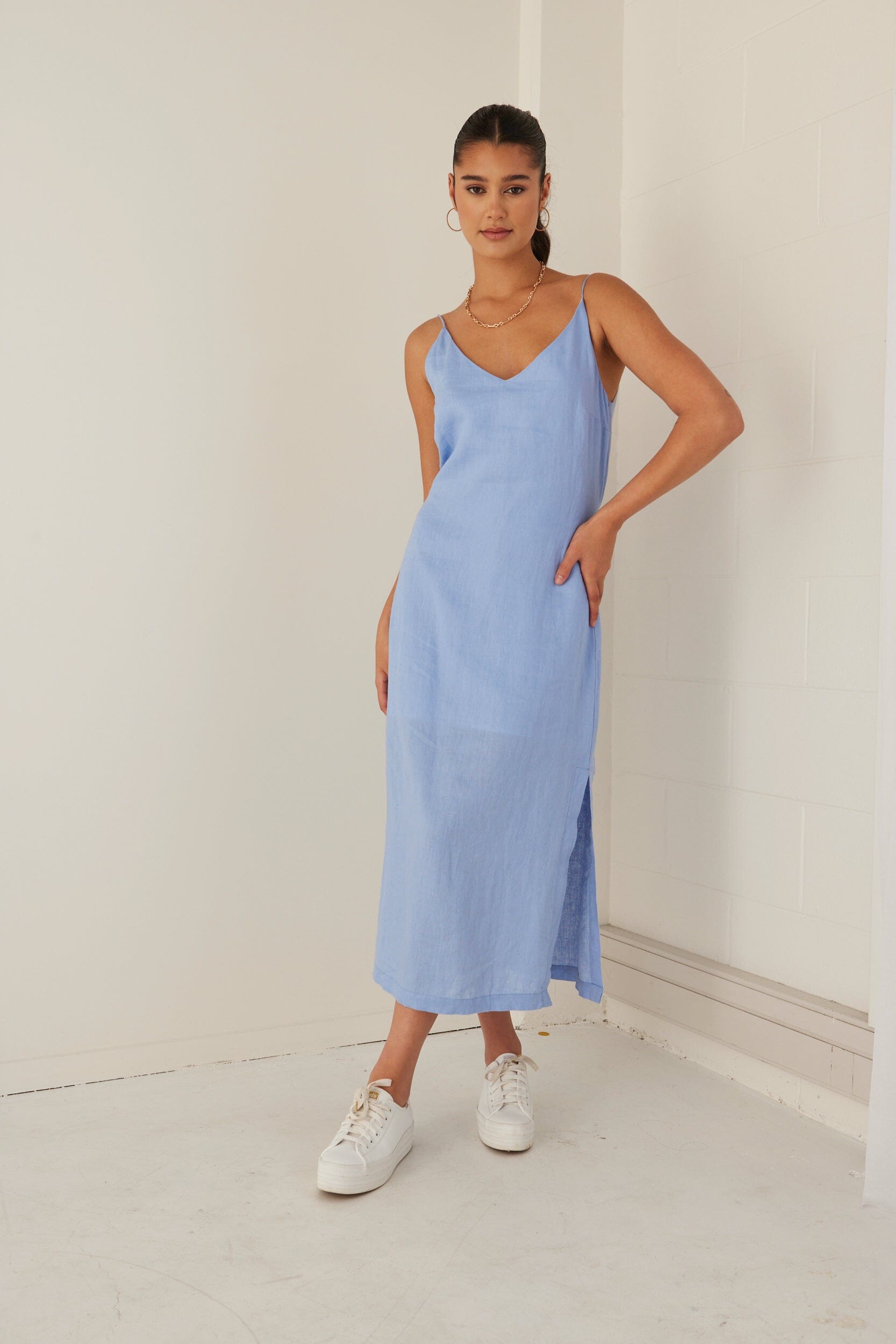 RE:UNION - Lulu Midi Dress -- Cornflower Blue Womens RE:UNION