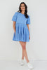 IVY + JACK - Luna Shirred Cotton Puff S/S Tiered Mini Dress - French Blue Womens IVY + JACK