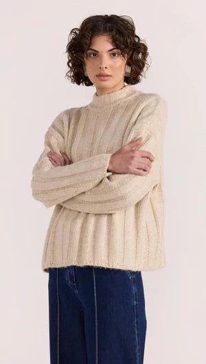 STAPLE THE LABEL - MACY COZY RIB JUMPER - OAT MARLE Womens STAPLE THE LABEL