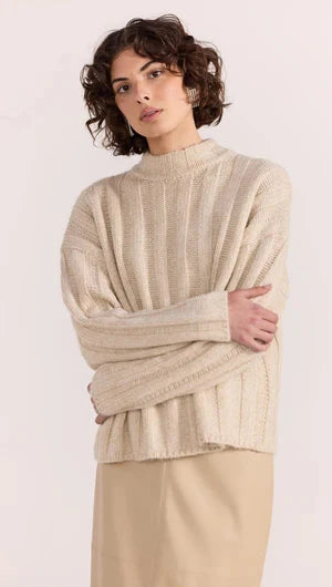 STAPLE THE LABEL - MACY COZY RIB JUMPER - OAT MARLE Womens STAPLE THE LABEL