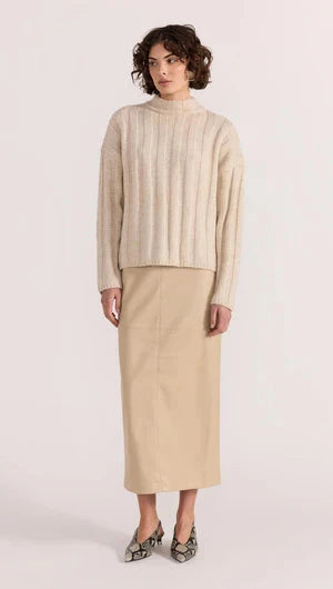 STAPLE THE LABEL - MACY COZY RIB JUMPER - OAT MARLE Womens STAPLE THE LABEL