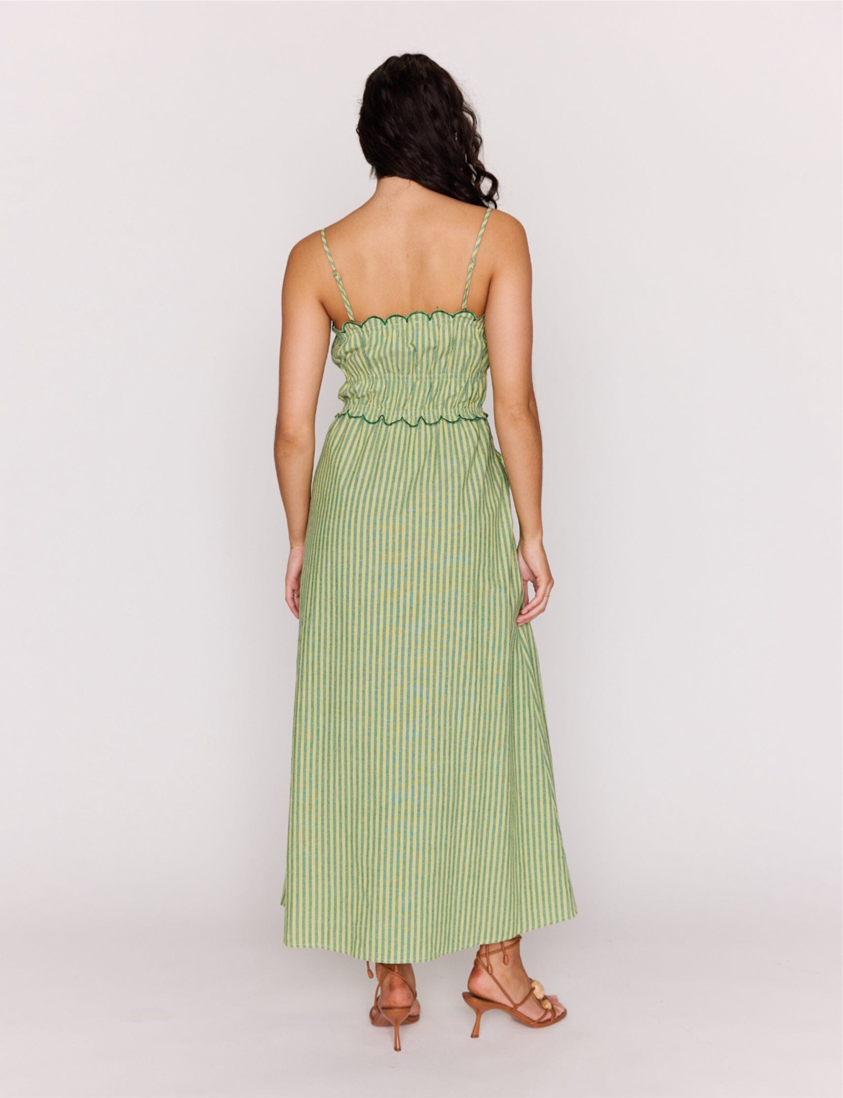 MINK PINK - Capri Midi Dress - Green Stripe  Beach Babies Boutique
