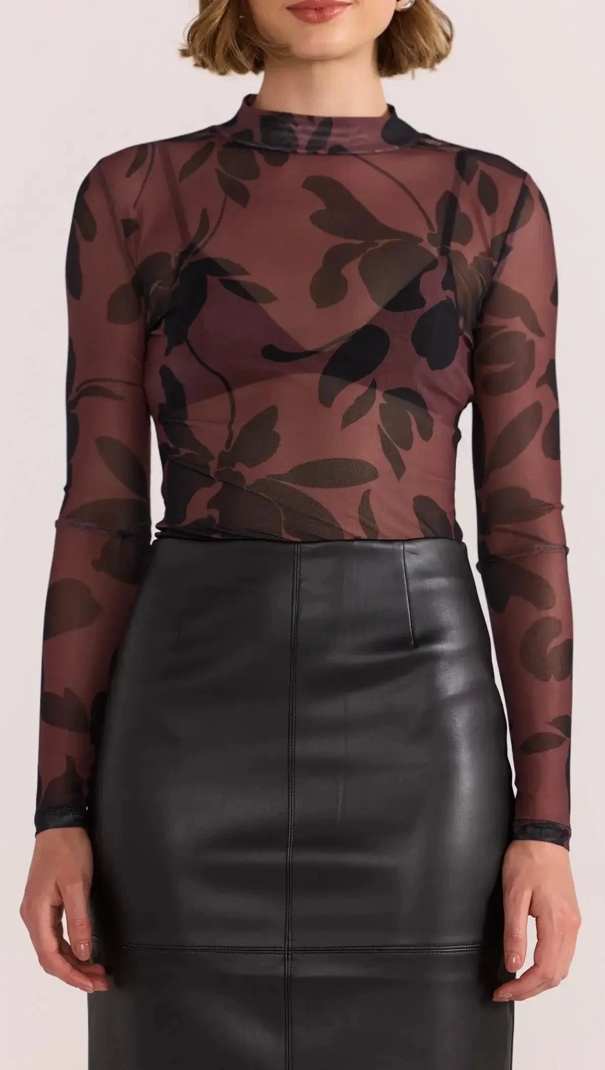 STAPLE THE LABEL - OLINA MESH TOP - Abstract Womens STAPLE THE LABEL