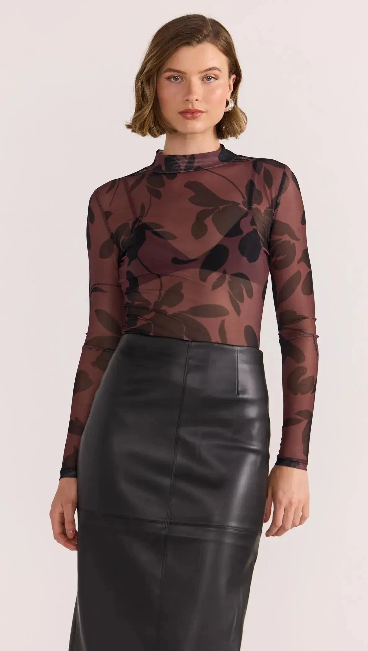 STAPLE THE LABEL - OLINA MESH TOP - Abstract Womens STAPLE THE LABEL