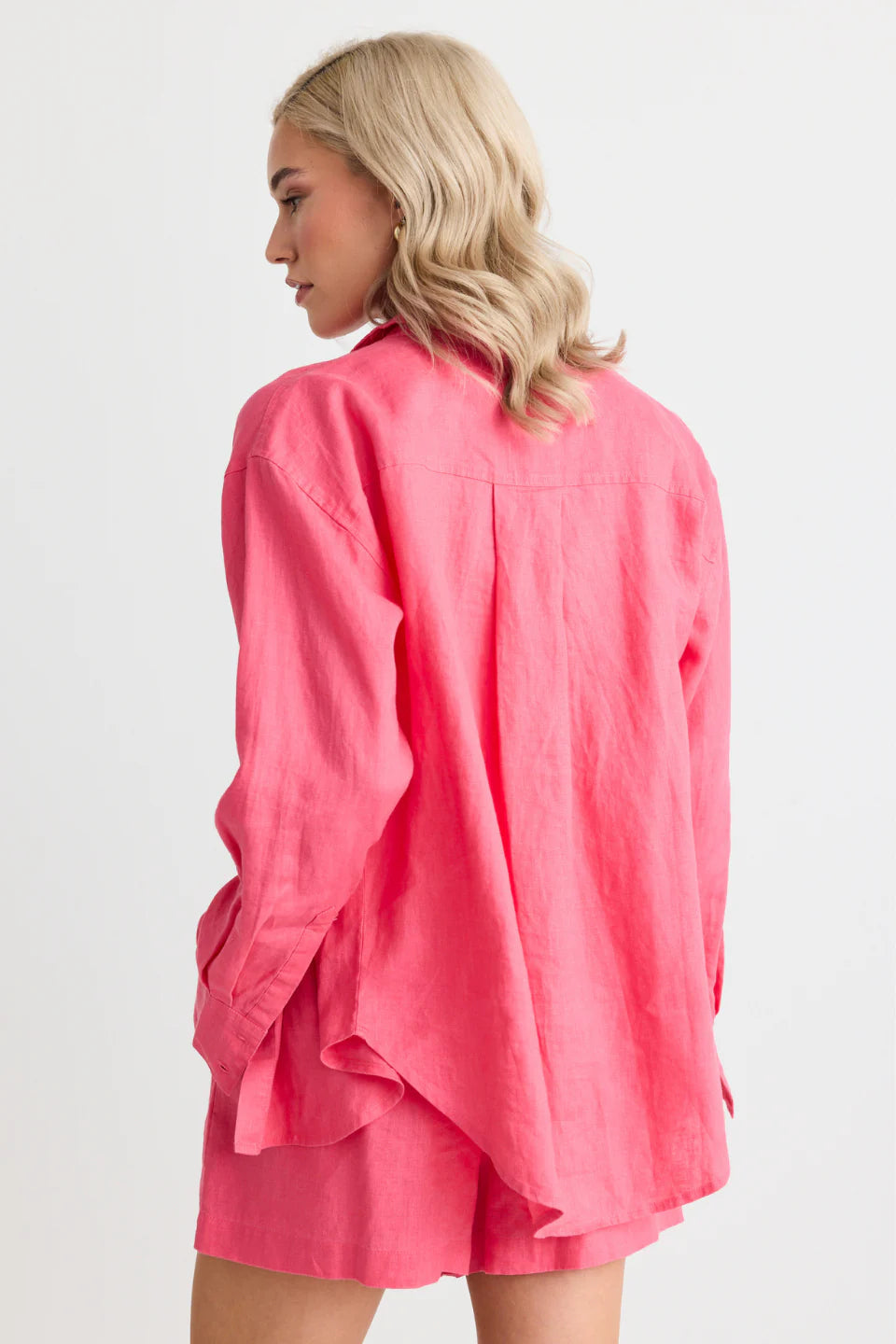 RE:UNION - Optimum Linen Oversized Shirt - Fuchsia Womens RE:UNION