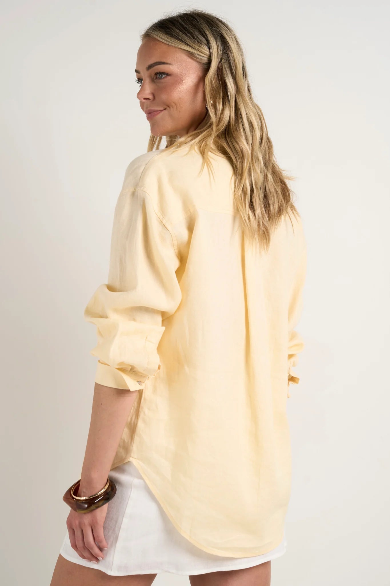 RE:UNION - Optimum Linen Oversized Shirt - Lemon Womens RE:UNION