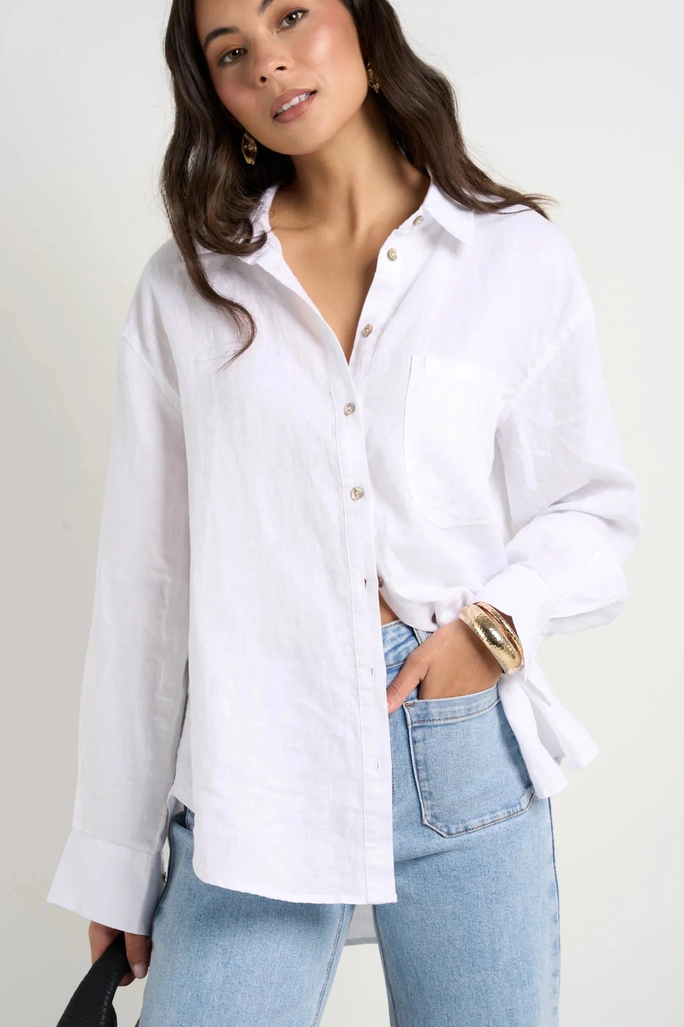 RE:UNION | Optimum Linen Oversized Shirt - White Womens RE:UNION