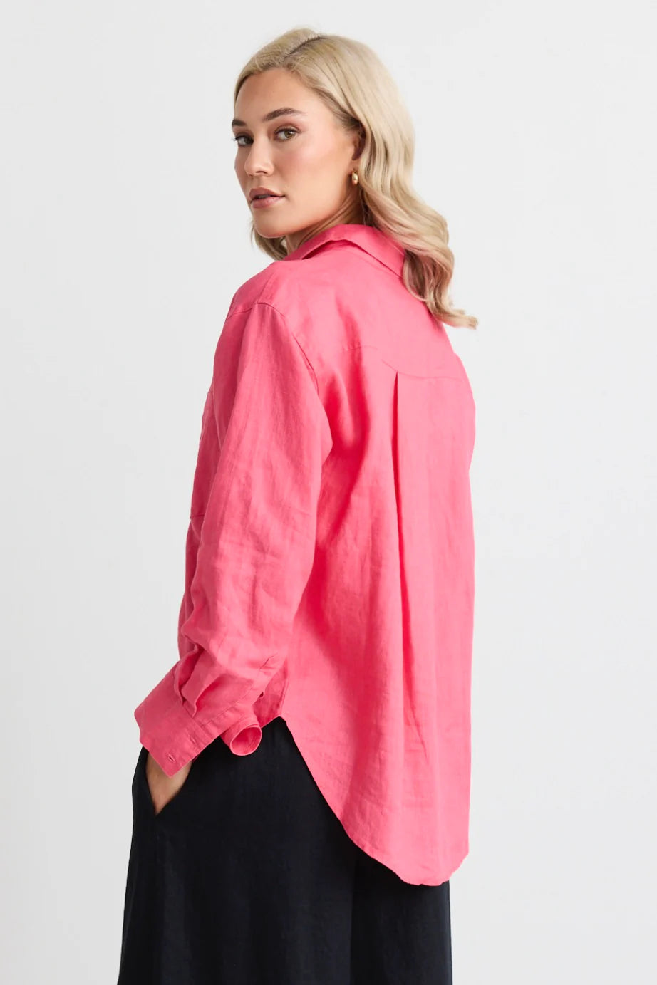 RE:UNION - Optimum Linen Oversized Shirt - Fuchsia Womens RE:UNION