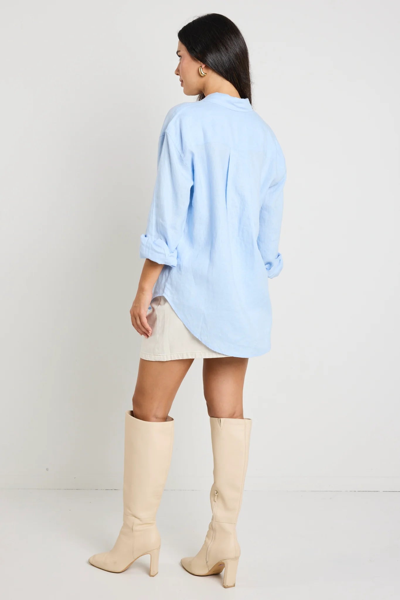 RE:UNION - Optimum Linen Oversized Shirt - Light Blue Womens RE:UNION