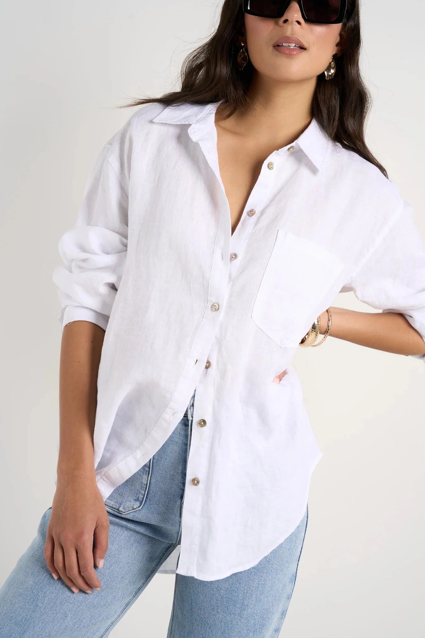 RE:UNION | Optimum Linen Oversized Shirt - White Womens RE:UNION