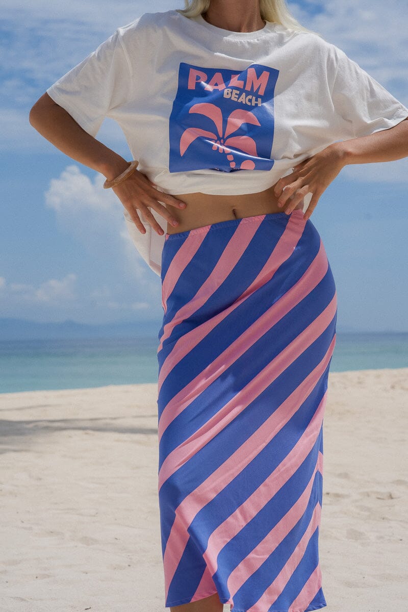 Palm Collective - Ziggy Stripe Skirt - Blue Womens Palm Collective