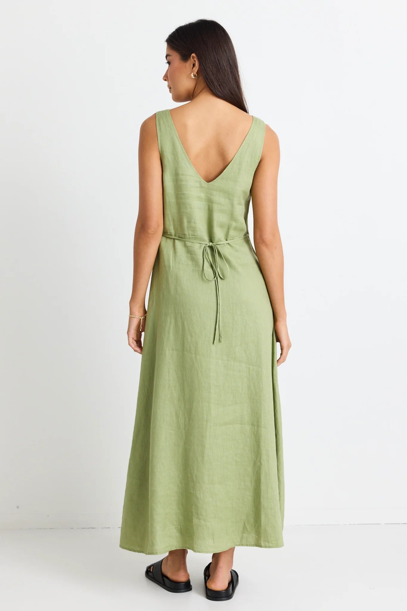 AMONG THE BRAVE - Panama Sleeveless Button Front Midi Dress - Moss Womens AMONG THE BRAVE