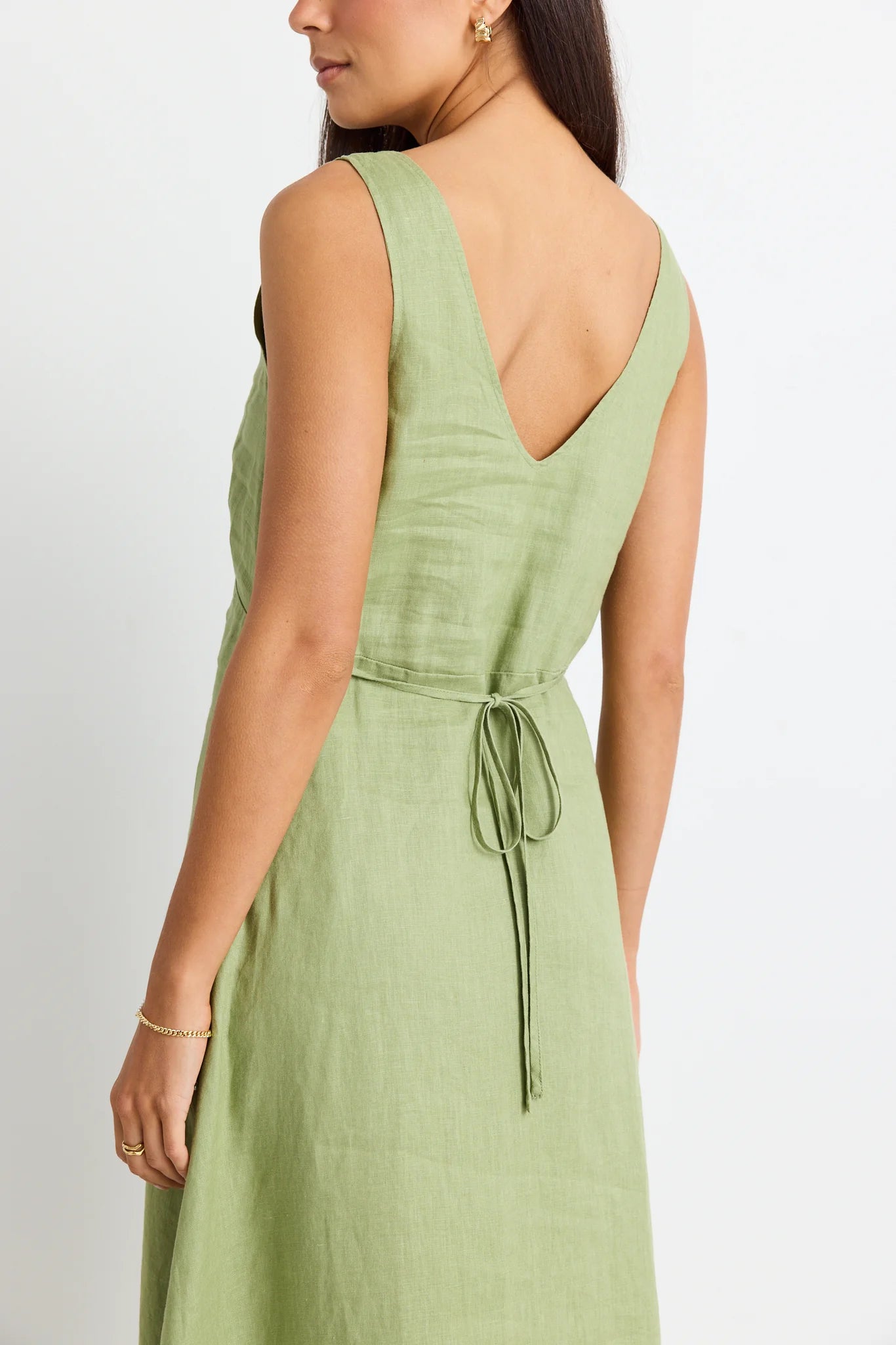 AMONG THE BRAVE - Panama Sleeveless Button Front Midi Dress - Moss Womens AMONG THE BRAVE