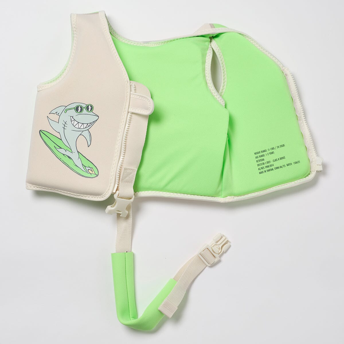 SUNNYLiFE - Kids Swim Vest Shred Shark - Green CUTENESS Sunnylife