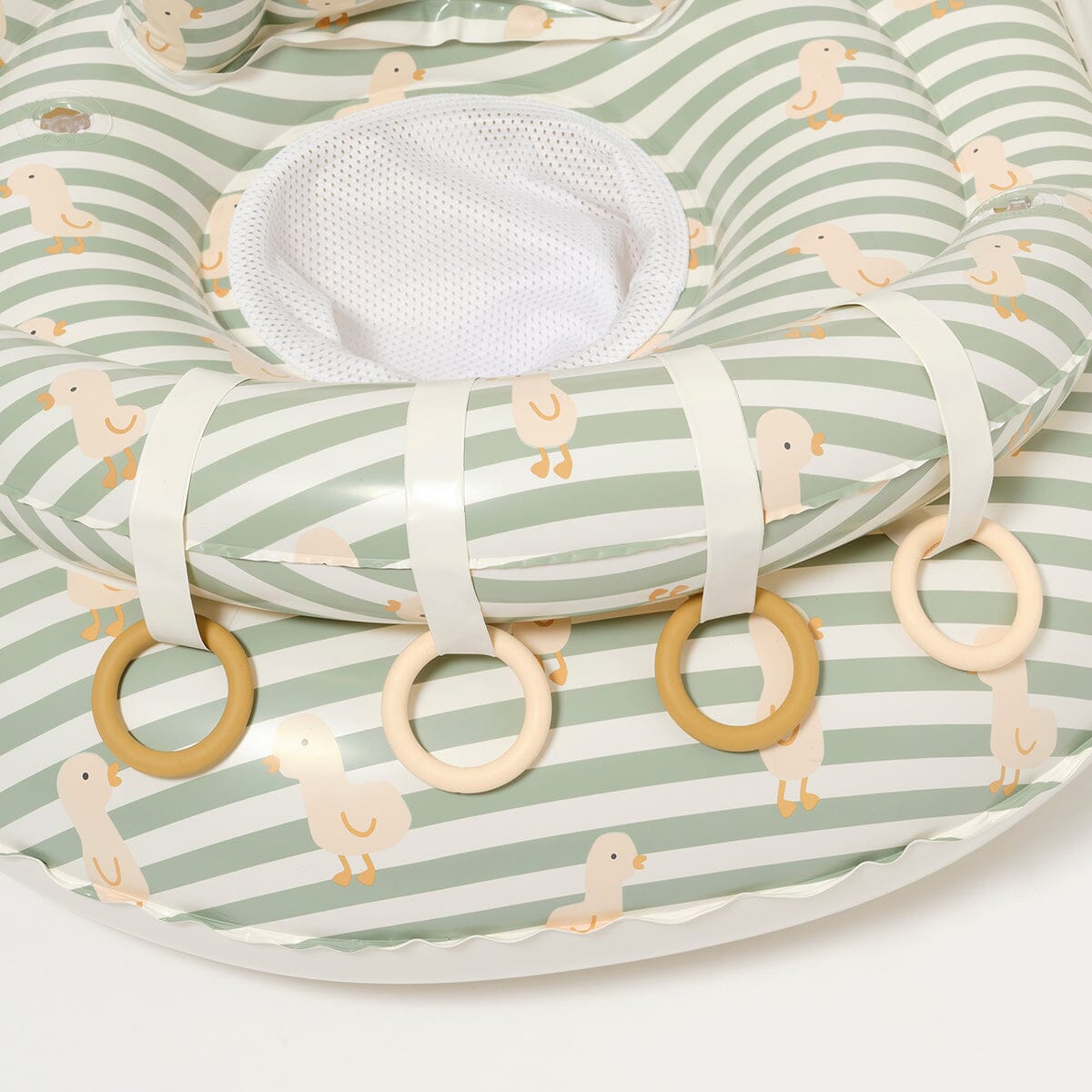 SUNNYLiFE - Interactive Baby Float Duck - Sage Stripe CUTENESS Sunnylife