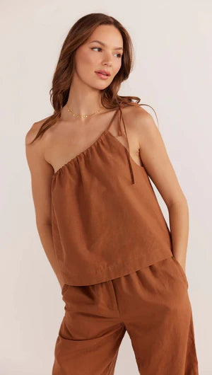 MINK PINK - Rya One Shoulder Top - Bronze *** COMING SOON *** Womens MINK PINK