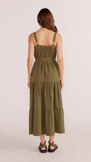 MINK PINK - Amara Tiered Midi Dress - Khaki *** COMING SOON *** Womens MINK PINK