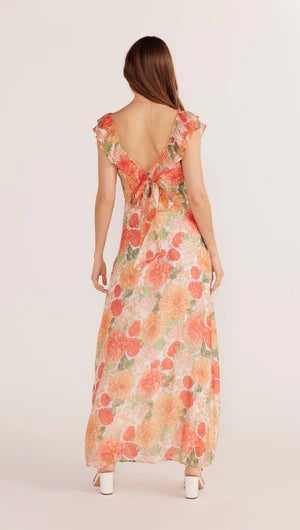 MINK PINK - Aida Frill Maxi Dress - Apricot Floral *** COMING SOON *** Womens MINK PINK