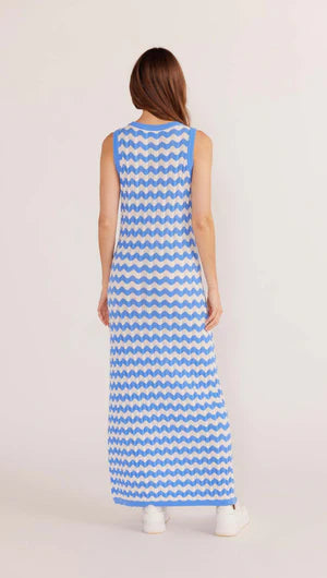 MINK PINK - Dina Stripe Knit Midi Dress - Blue Stripe Womens MINK PINK