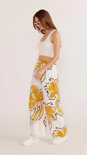 MINK PINK - Zuri Wide Leg Pant - White Palm *** COMING SOON *** Womens MINK PINK