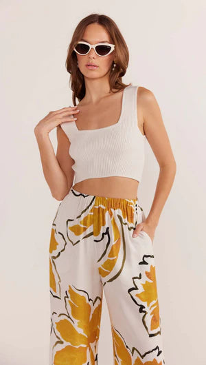 MINK PINK - Zuri Wide Leg Pant - White Palm *** COMING SOON *** Womens MINK PINK