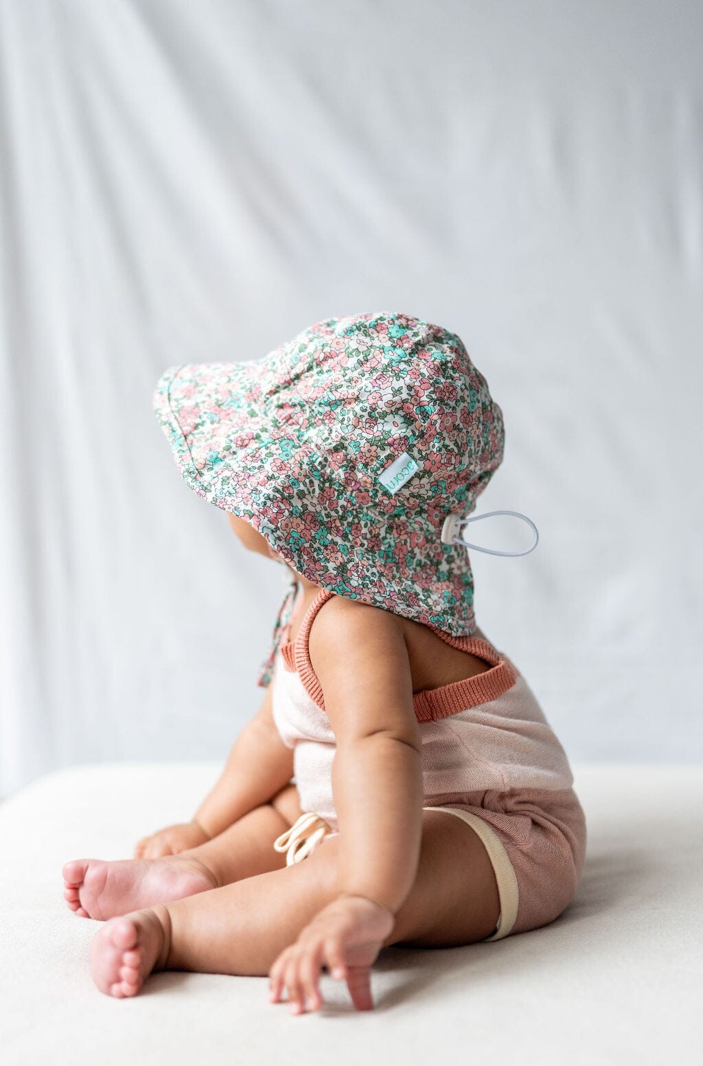 Acorn - Wide Brim Infant Hat - Holly / Blue,Pink&Green Baby Acorn