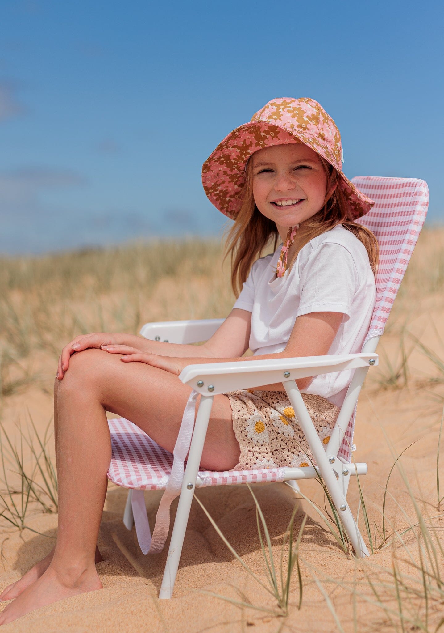 Acorn - Wide Brim Sun Hat - Magnolia / Pink-Gold-Cream Girls Acorn