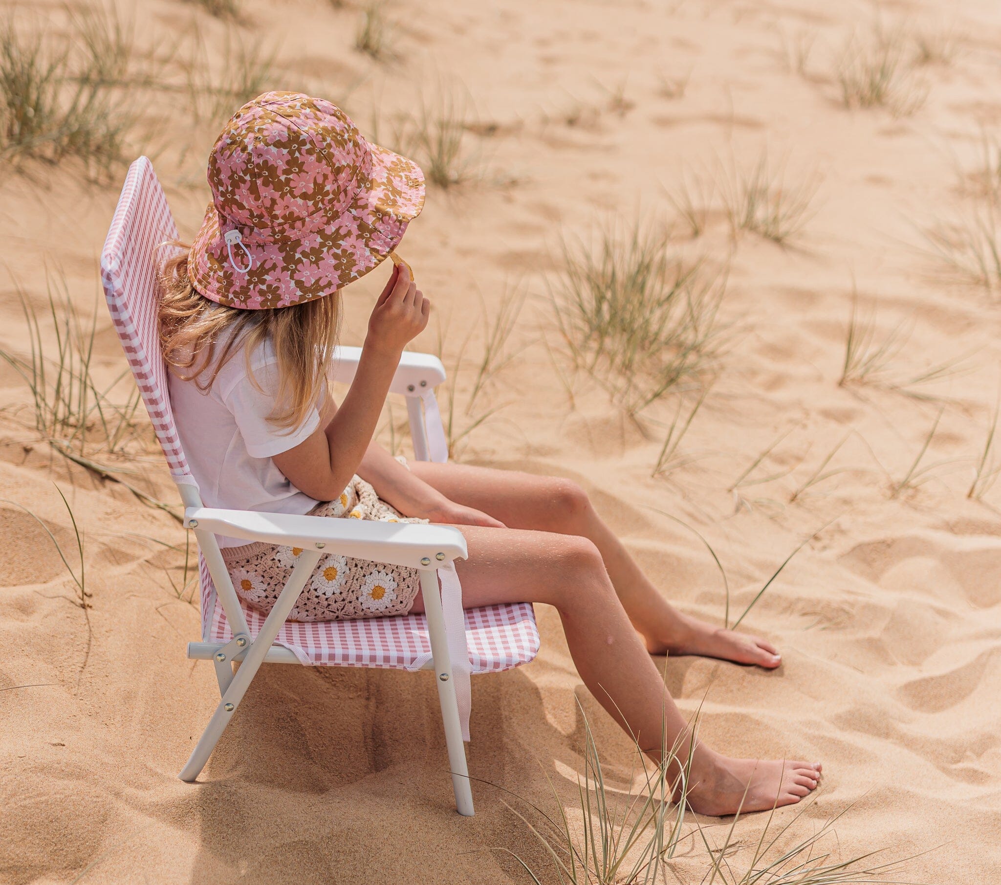 Acorn - Wide Brim Sun Hat - Magnolia / Pink-Gold-Cream Girls Acorn