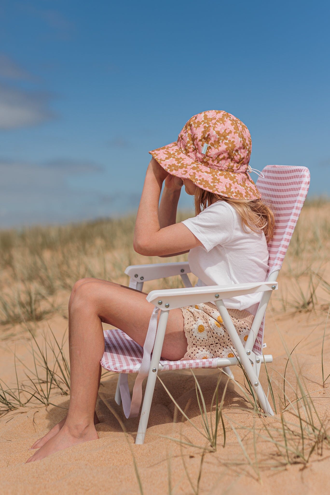 Acorn - Wide Brim Sun Hat - Magnolia / Pink-Gold-Cream Girls Acorn