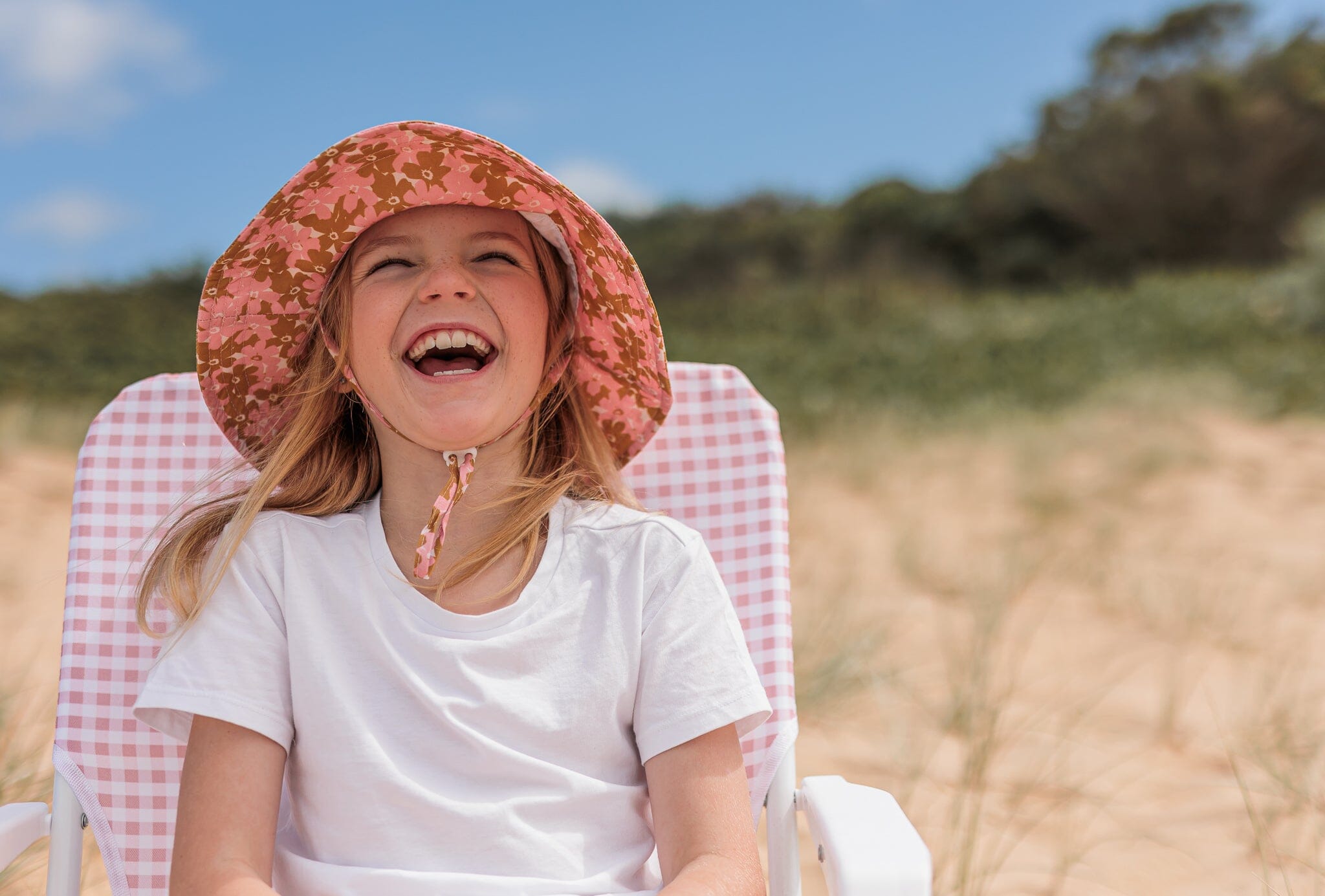 Acorn - Wide Brim Sun Hat - Magnolia / Pink-Gold-Cream Girls Acorn