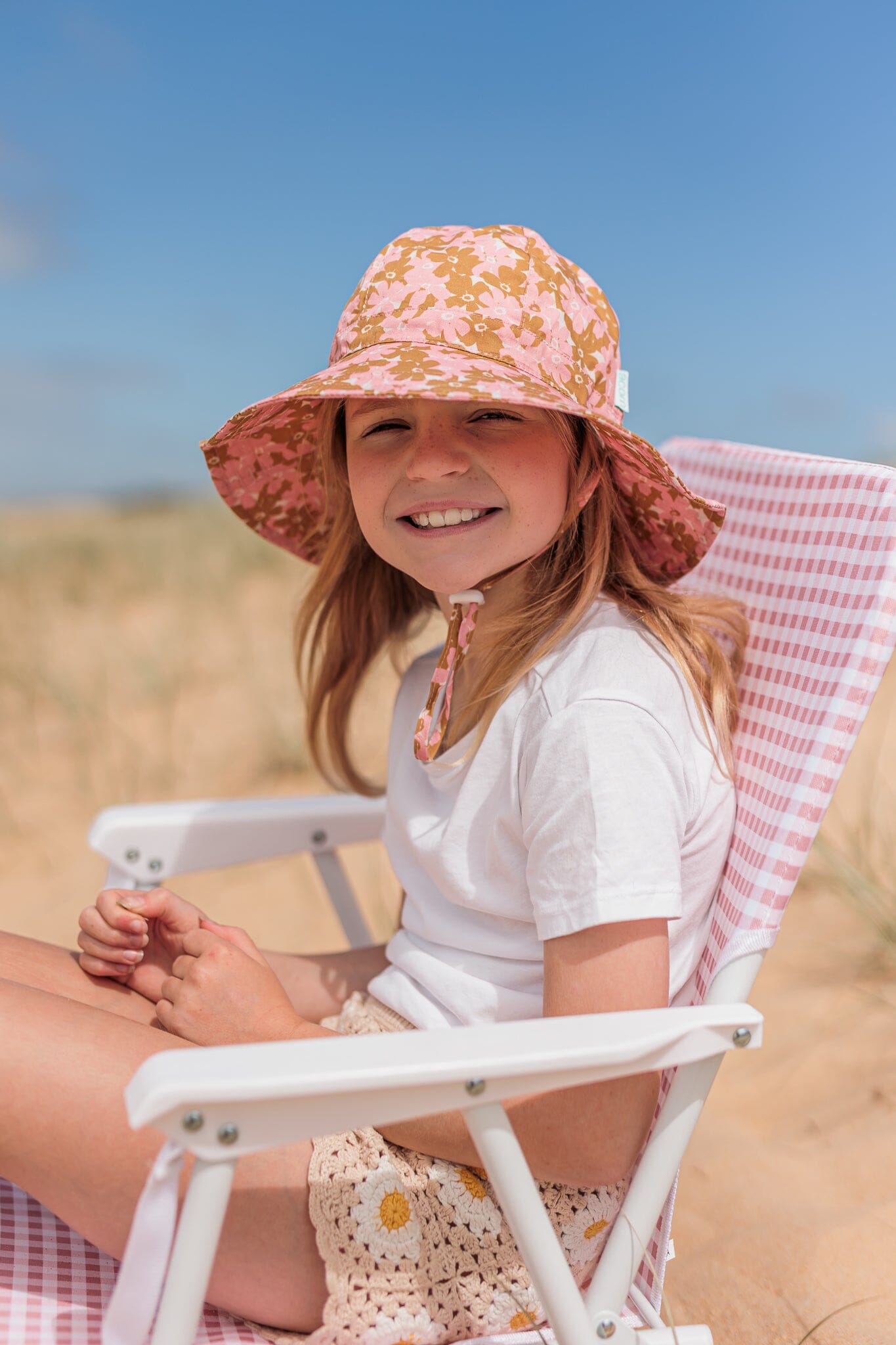 Acorn - Wide Brim Sun Hat - Magnolia / Pink-Gold-Cream Girls Acorn