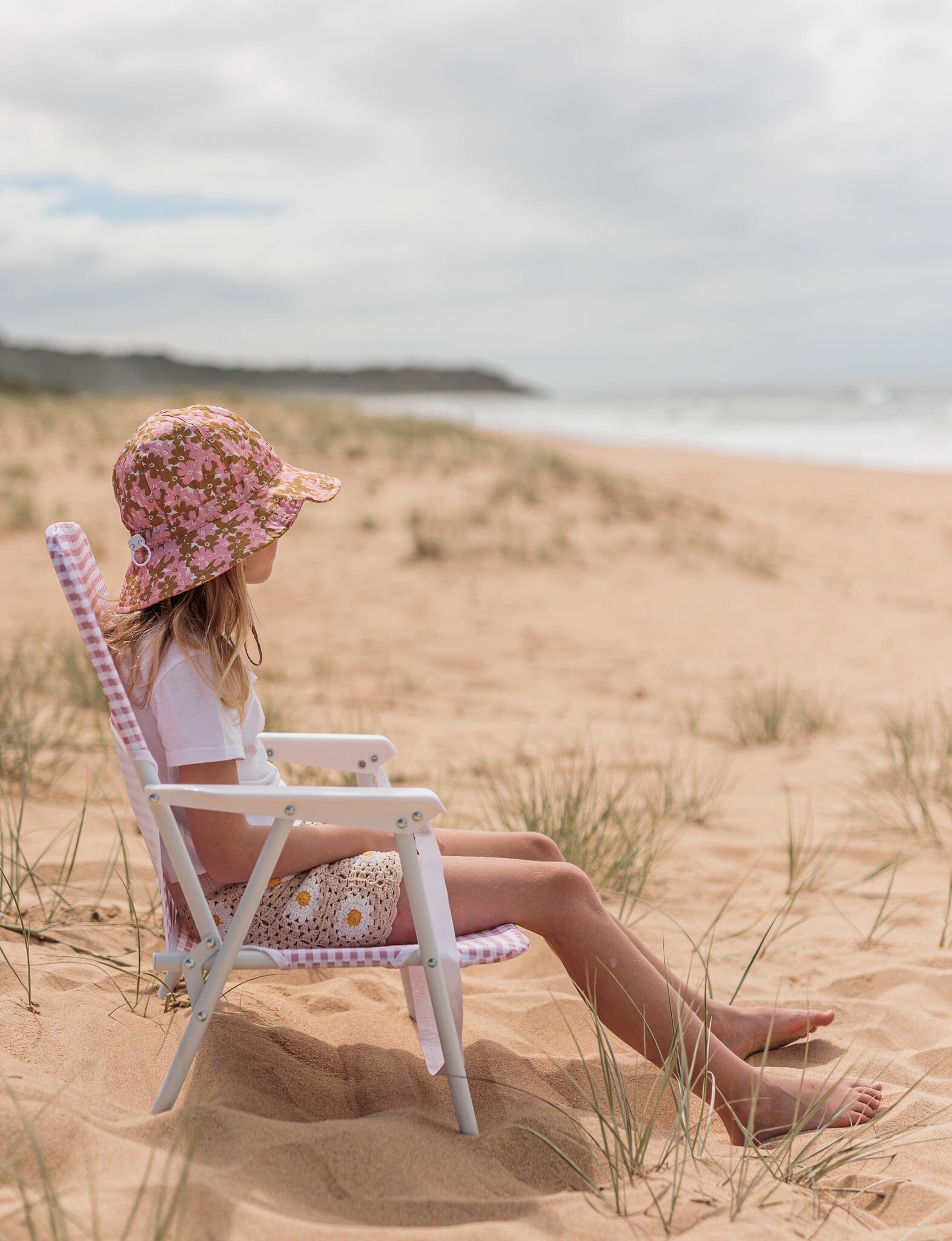 Acorn - Wide Brim Sun Hat - Magnolia / Pink-Gold-Cream Girls Acorn