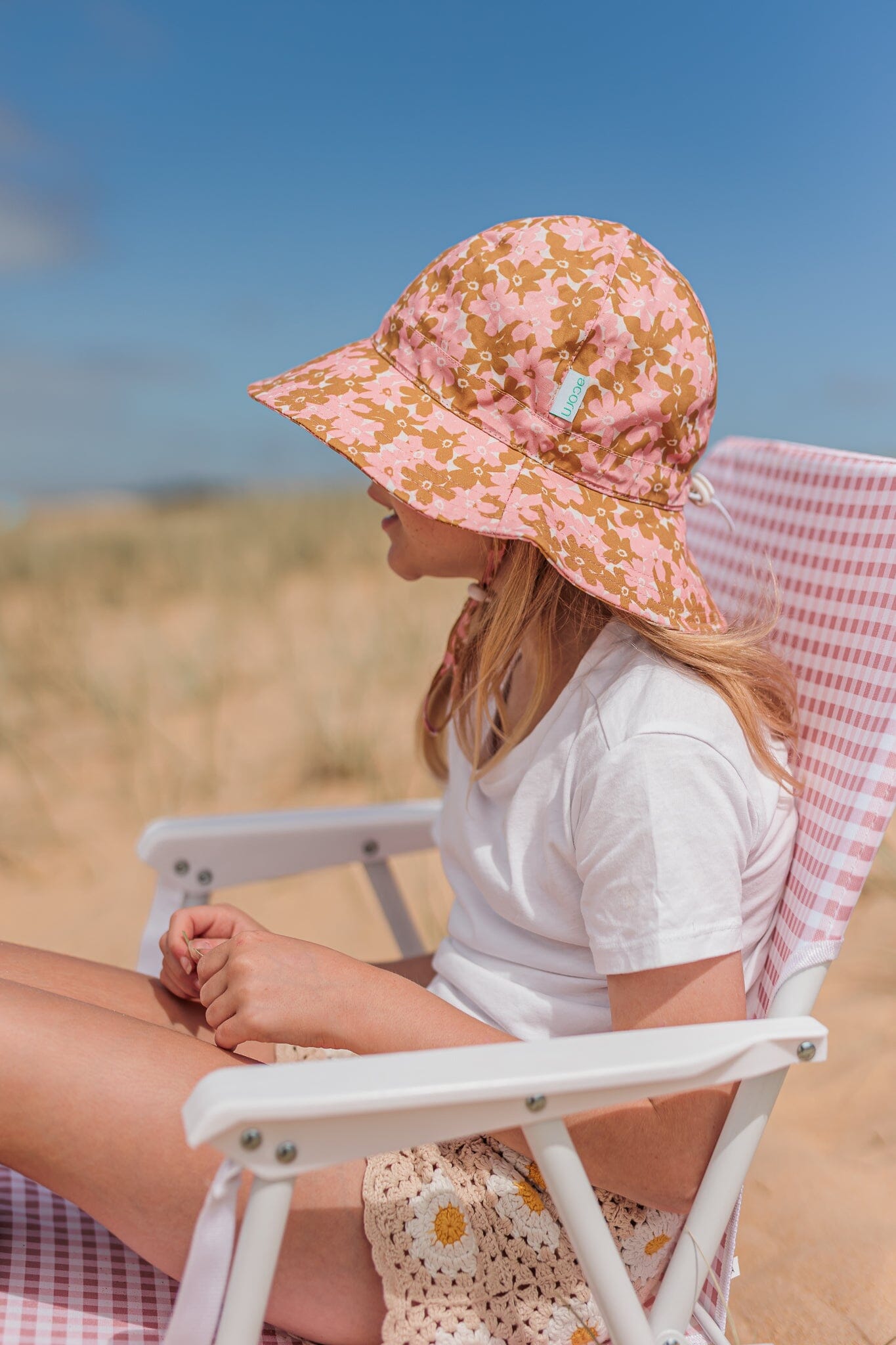 Acorn - Wide Brim Sun Hat - Magnolia / Pink-Gold-Cream Girls Acorn