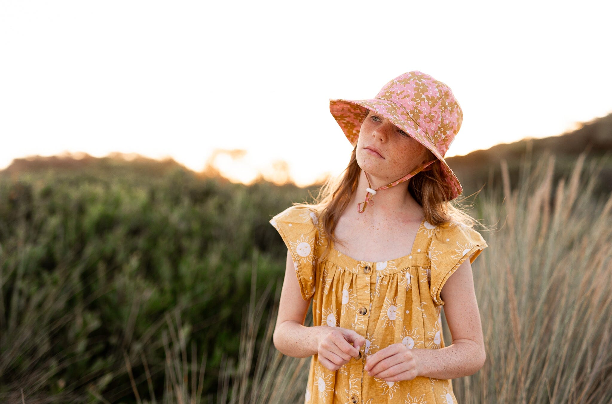 Acorn - Wide Brim Sun Hat - Magnolia / Pink-Gold-Cream Girls Acorn