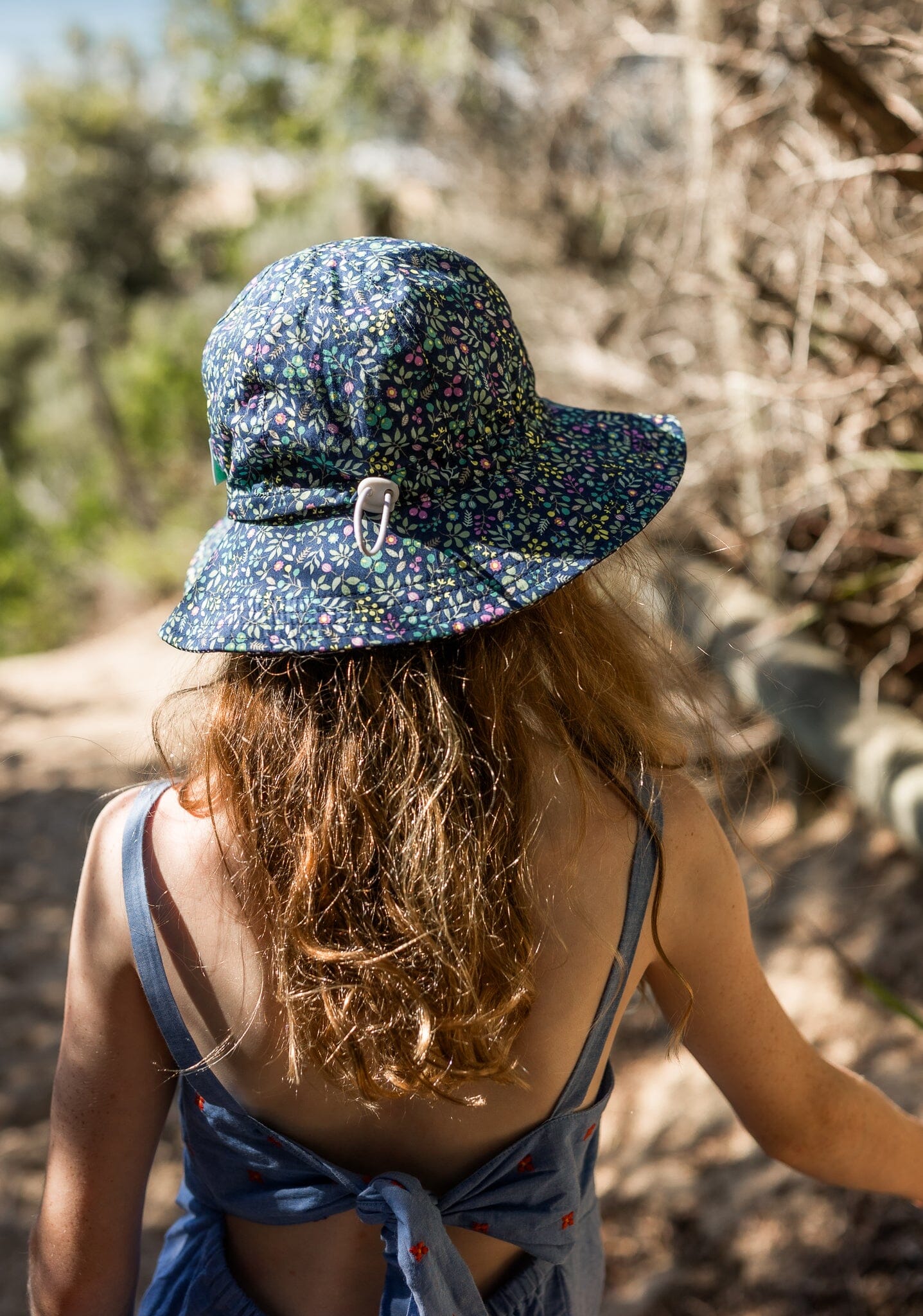 Acorn - Wide Brim Sun Hat - Fleur / Navy-Floral Girls Acorn