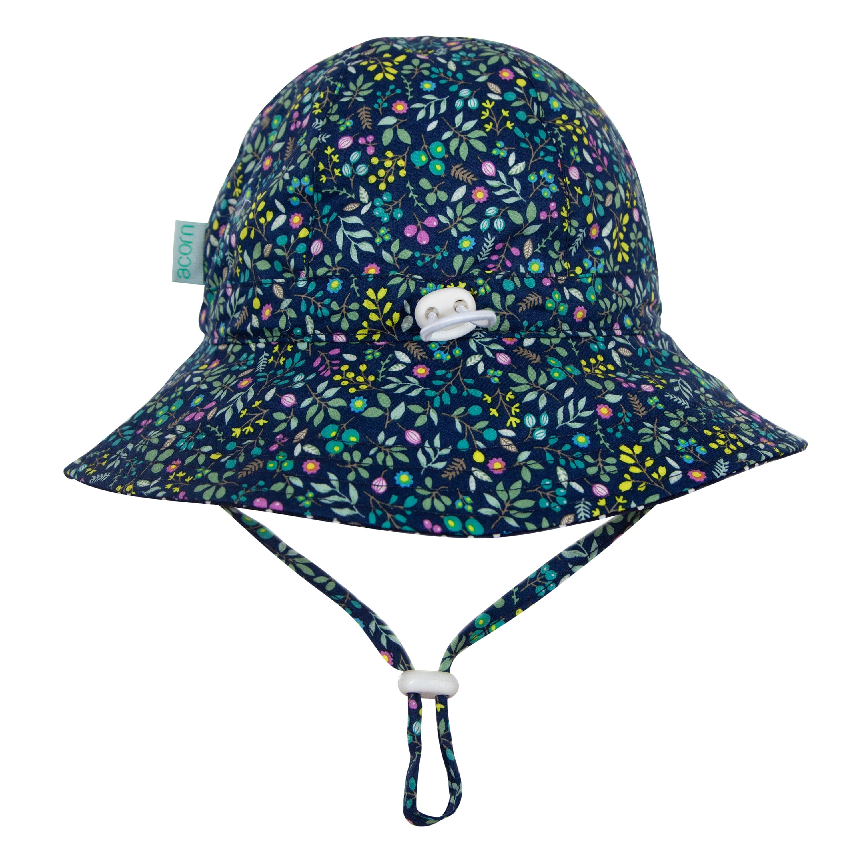 Acorn - Wide Brim Sun Hat - Fleur / Navy-Floral Girls Acorn