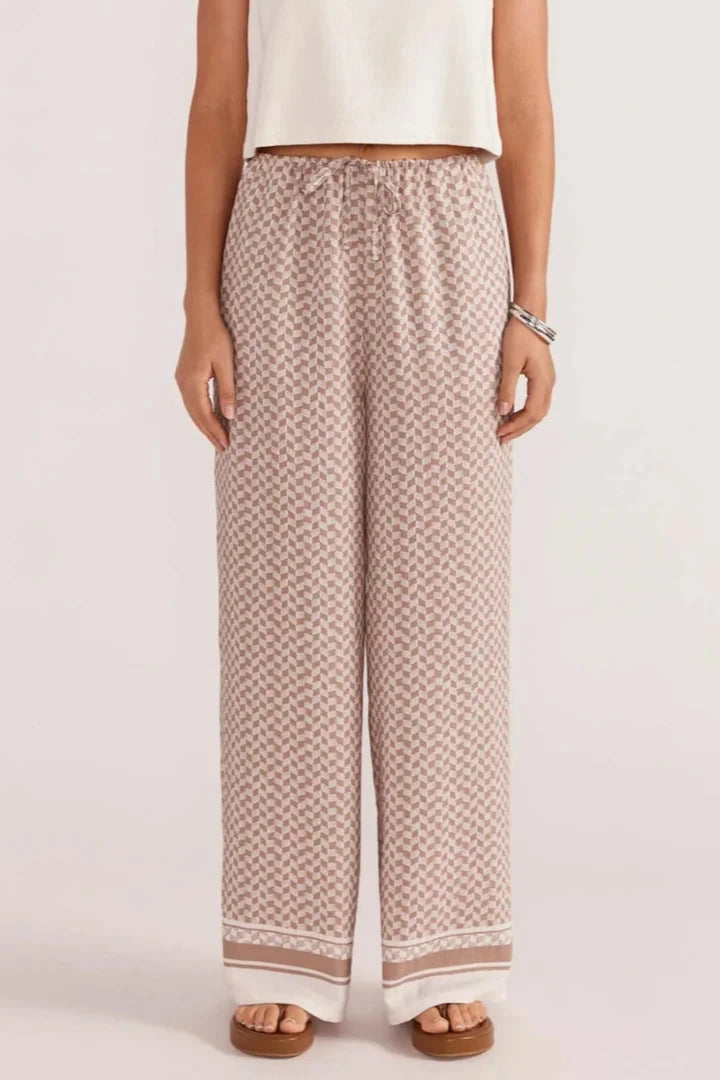 STAPLE THE LABEL - SOLEIL DRAWSTRING PANTS - Beige Womens STAPLE THE LABEL