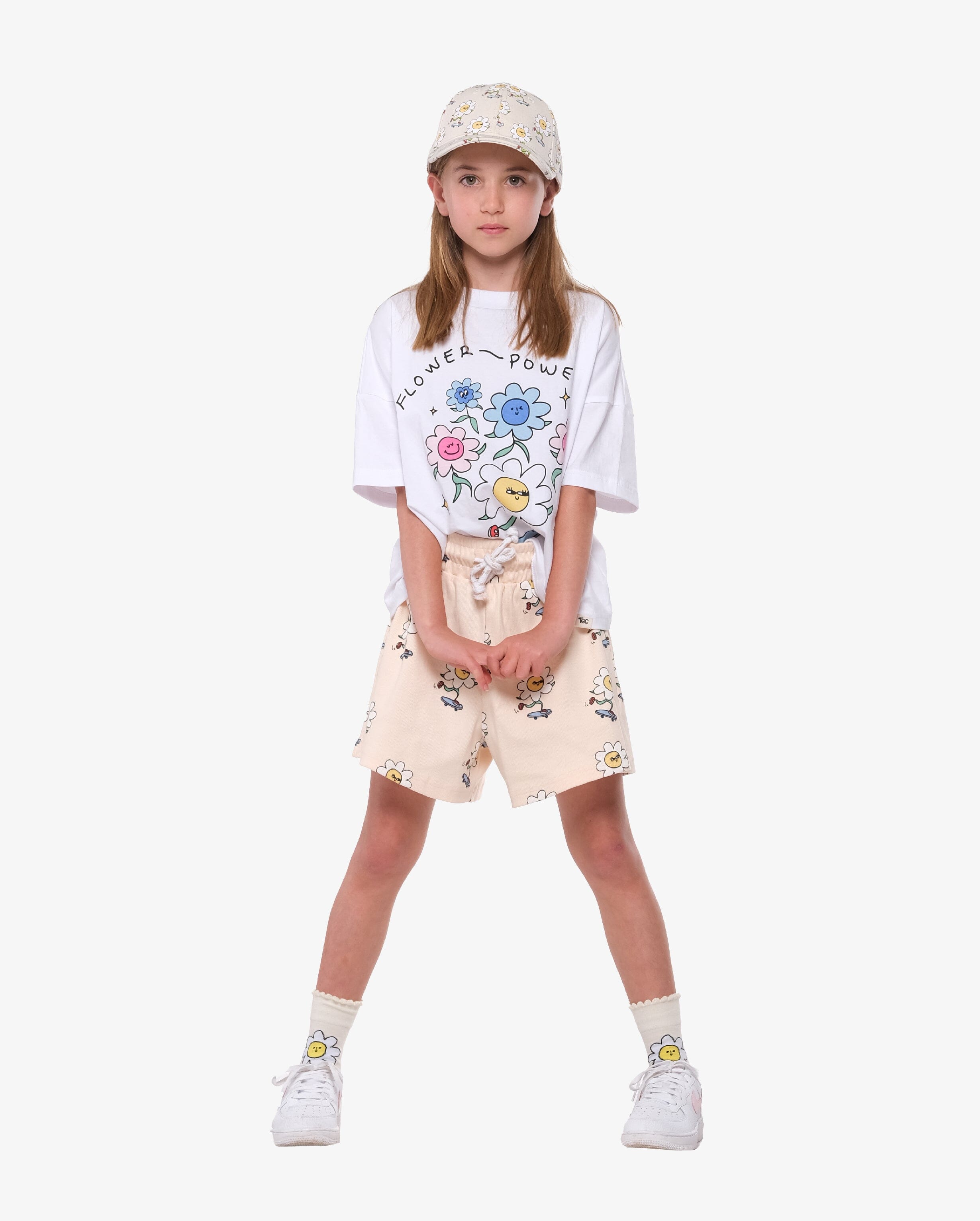 THE GIRL CLUB | Daisy Skater On Repeat Lounge Shorts - Cream Girls The Girl Club