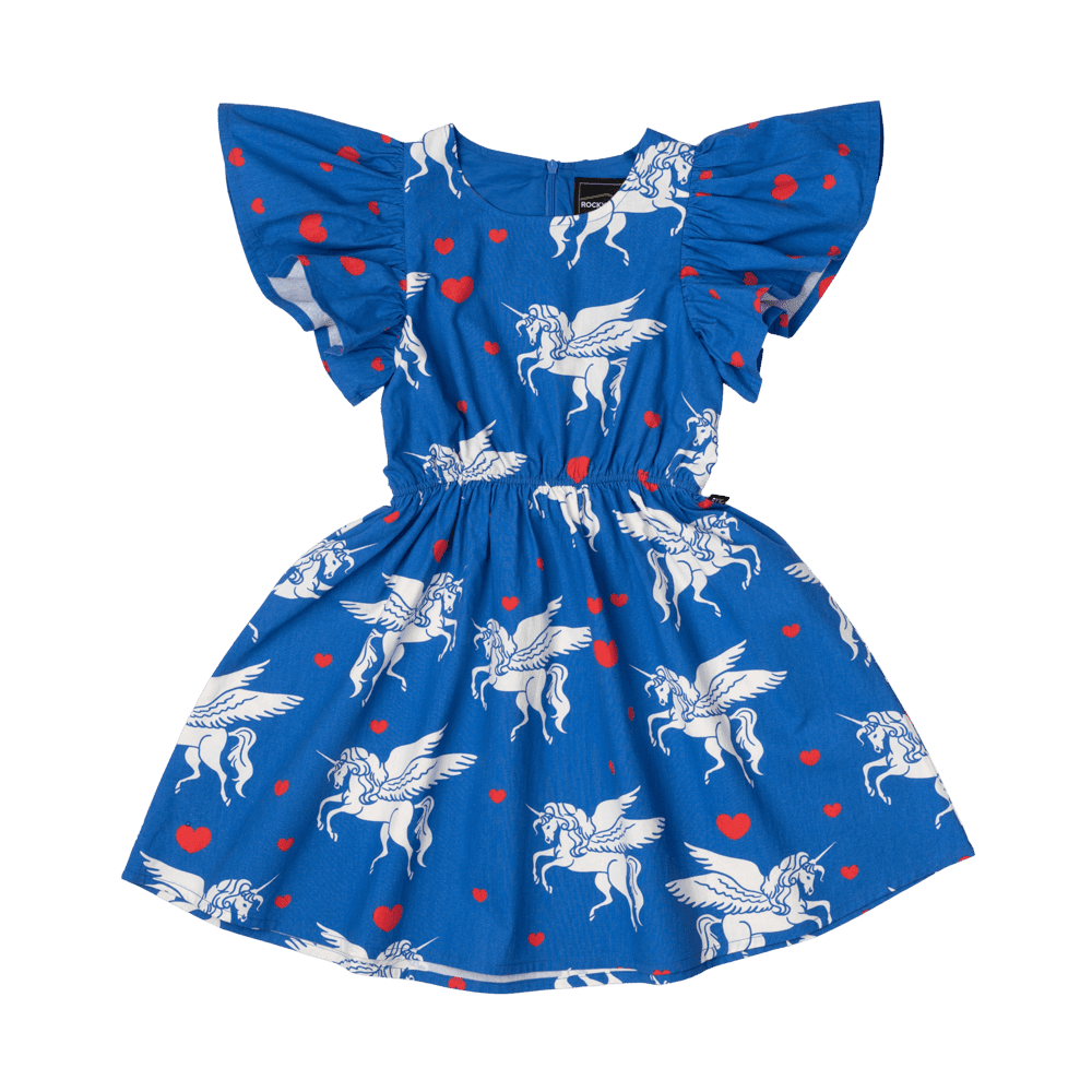 Rock Your Kid - LES LICORNES ANGEL WING DRESS - Blue *** PRE ORDER / DUE 20APR *** Girls Rock Your Baby