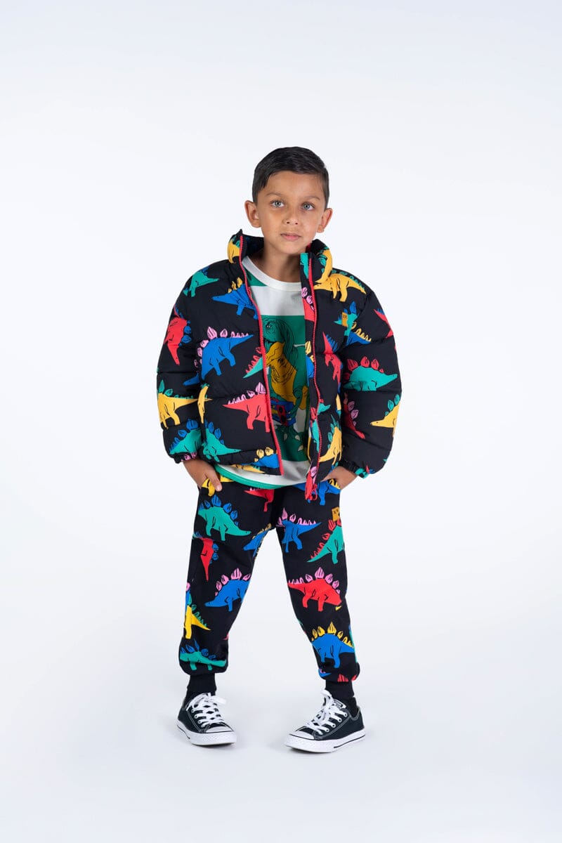 Rock Your Kid - DINO TIME PUFFER JACKET - Black *** PRE ORDER / DUE 20APR *** Boys Rock Your Baby