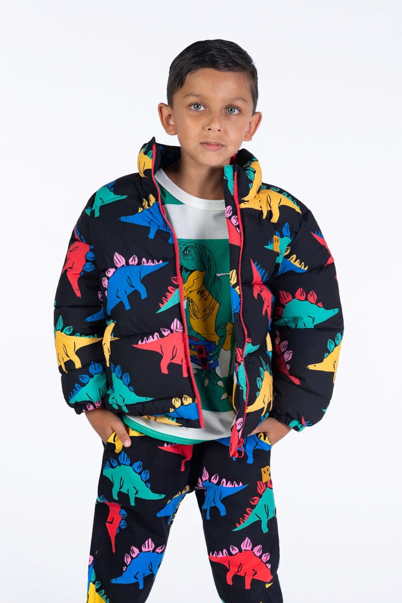 Rock Your Kid - DINO TIME PUFFER JACKET - Black *** PRE ORDER / DUE 20APR *** Boys Rock Your Baby