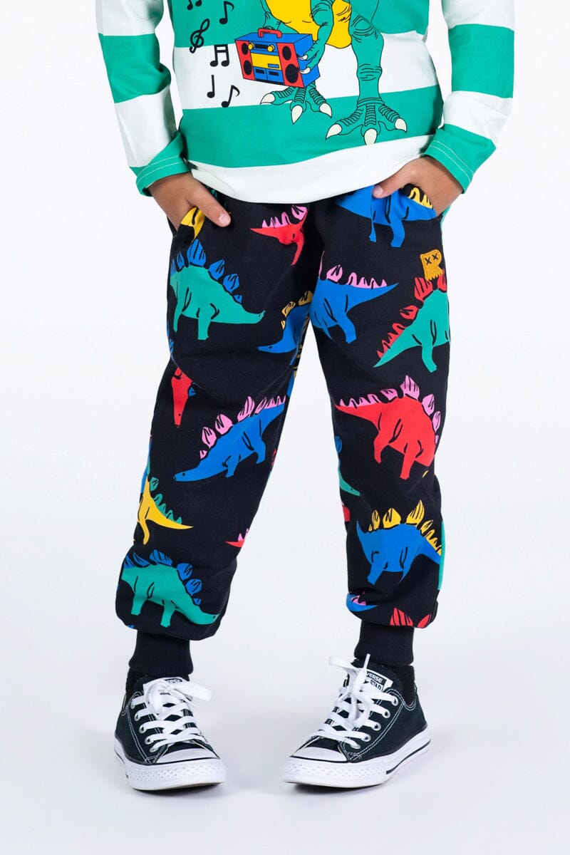 Rock Your Kid - DINO TIME TRACK PANTS - Black *** PRE ORDER / DUE 20APR *** Boys Rock Your Baby