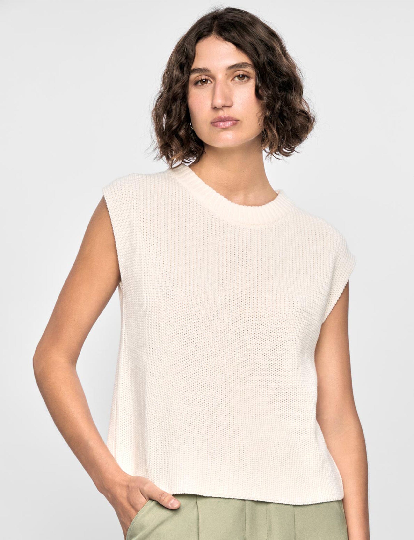 STAPLE THE LABEL - QUINCEY KNIT TANK - OFF WHITE Womens STAPLE THE LABEL