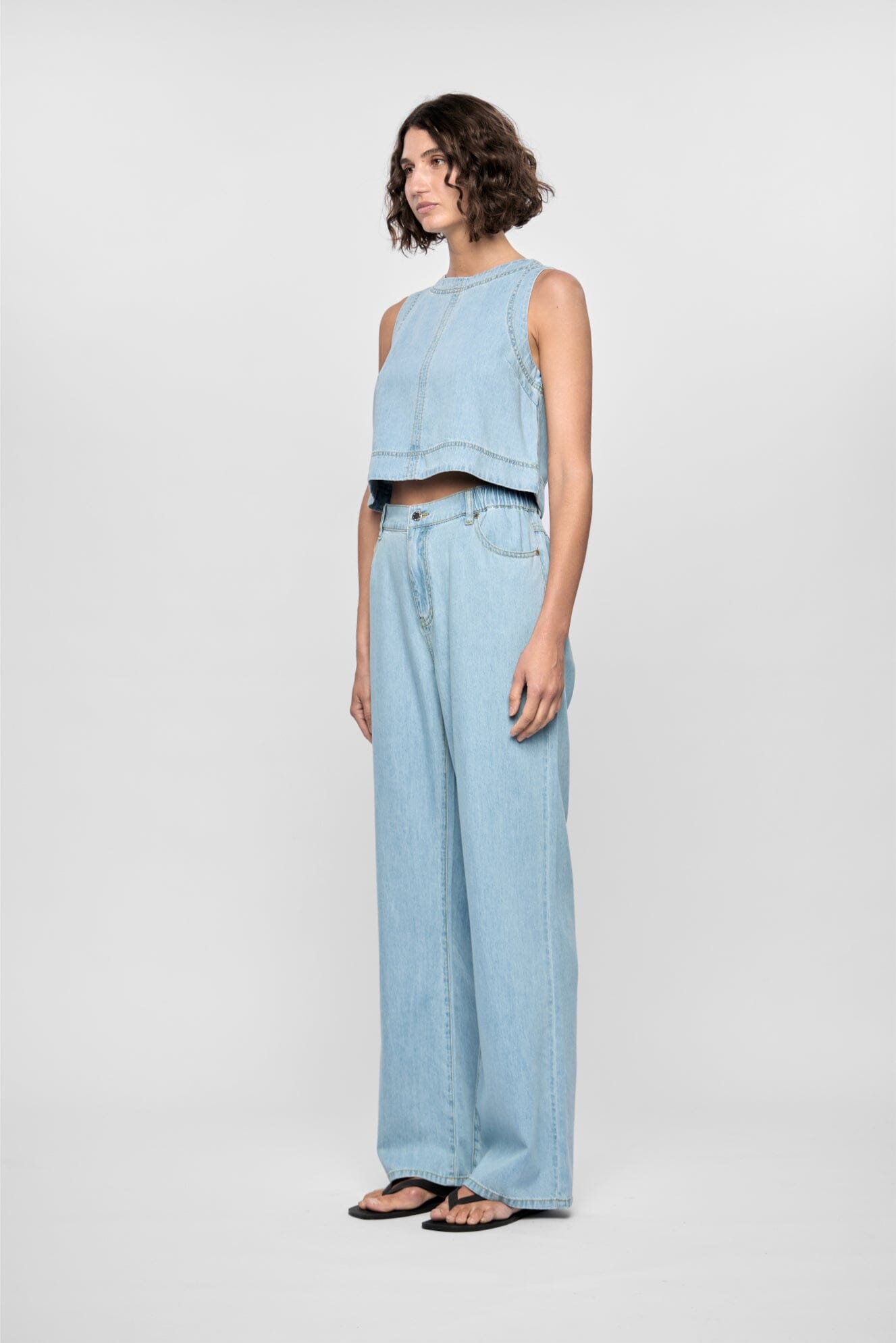 STAPLE THE LABEL - AMELIA CHAMBRAY TOP - LIGHT BLUE Womens STAPLE THE LABEL