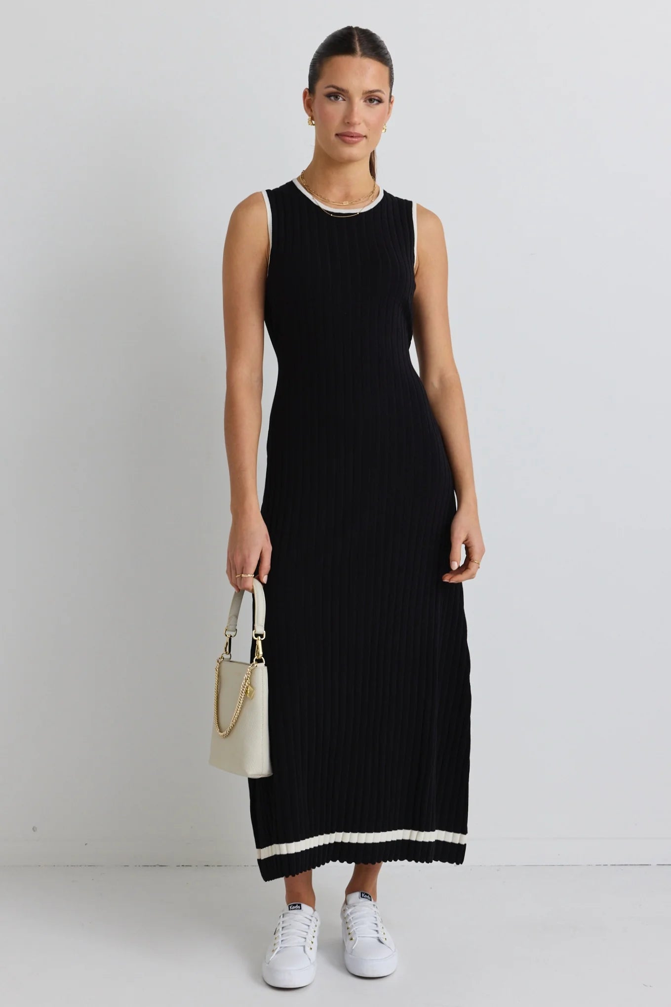 Stories Be Told - Vanity Rib Sleeveless Knit Maxi Dress - Black Womens Stories Be Told