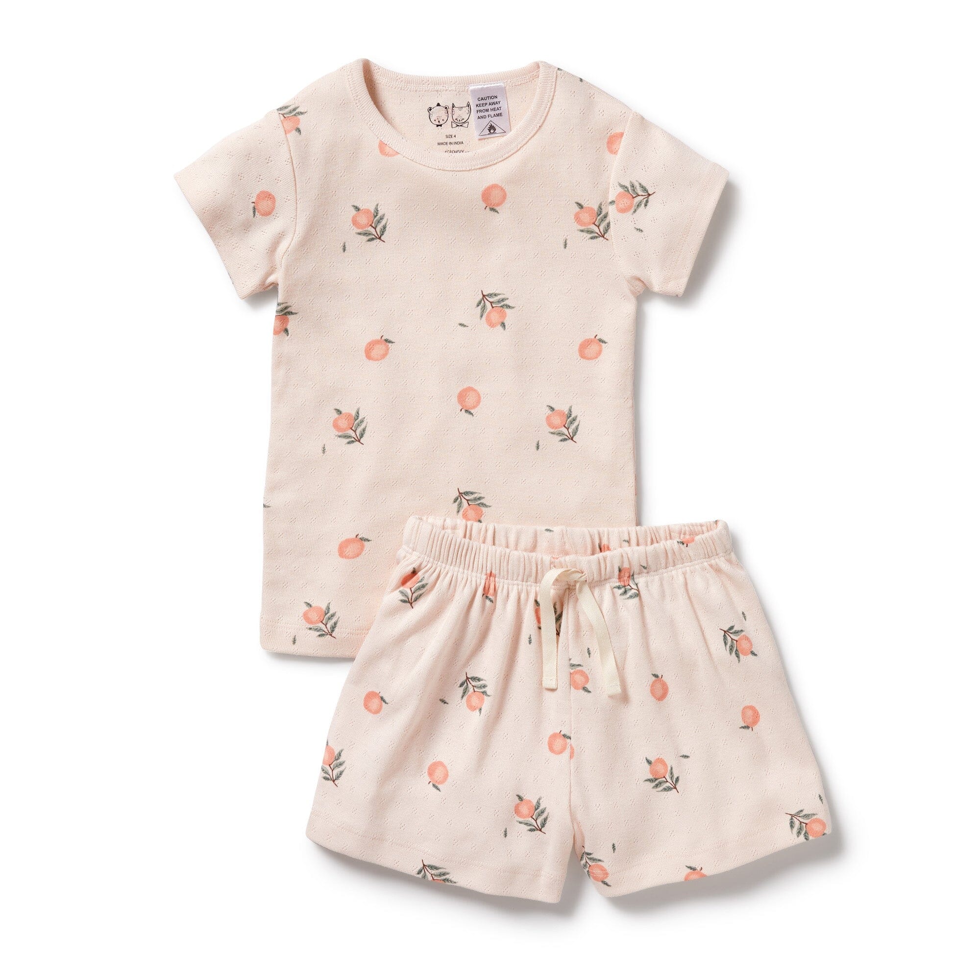 Wilson & Frenchy - Organic Pointelle Short Sleeved Pyjamas - Peaches ***DUE LATE OCT*** Girls Wilson & Frenchy